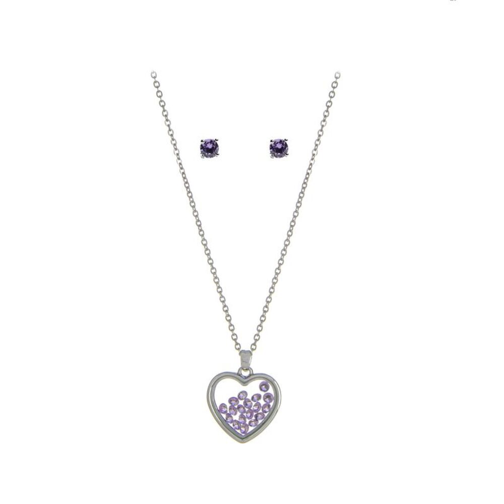The Skyline Collection June Birthstone Purple Alexandrite Heart Jewelry Set